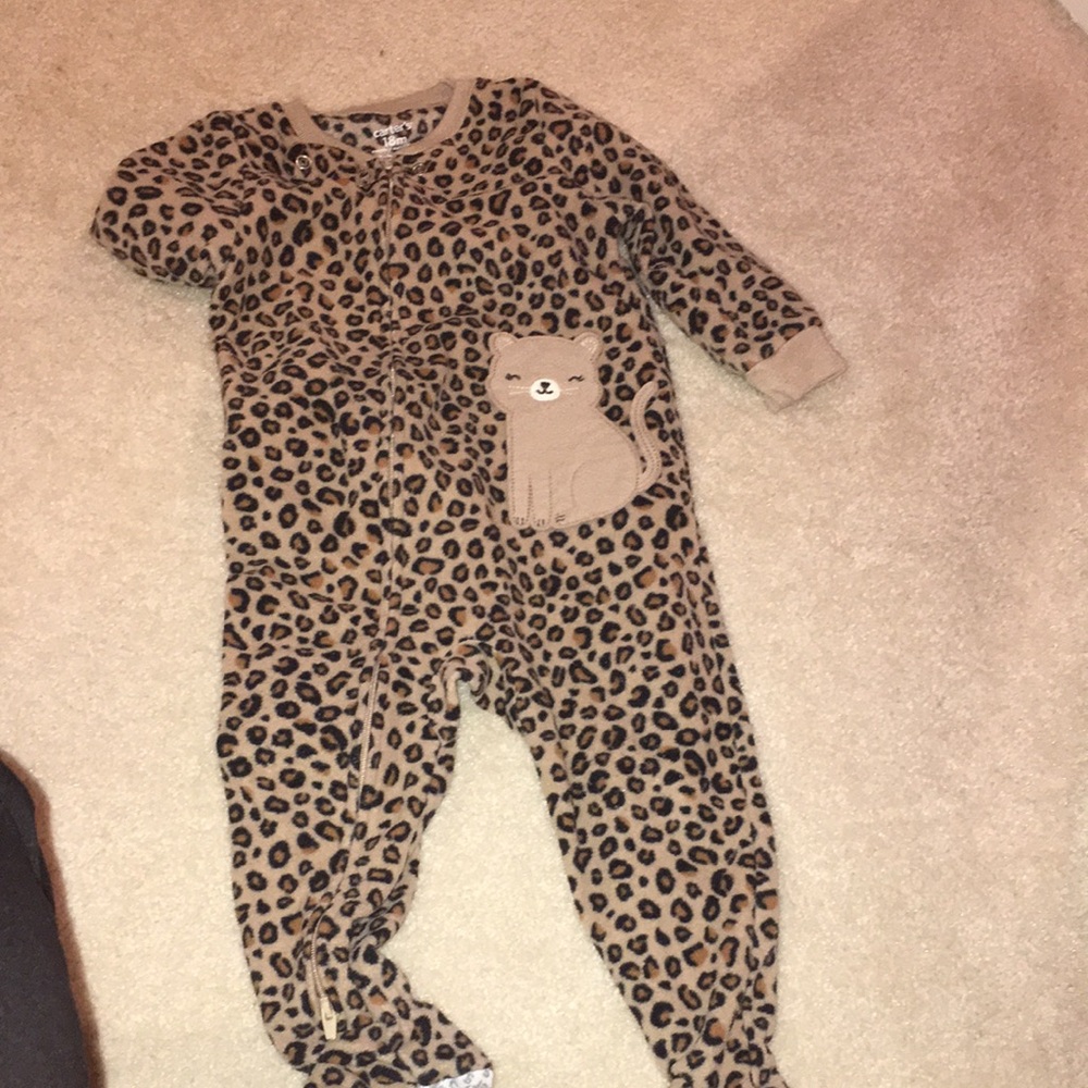Carter's Tan and Black Footies Pajamas with Animal Print